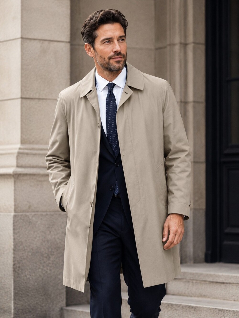 London Fog Beige Trench Coat Men’s 40 REG